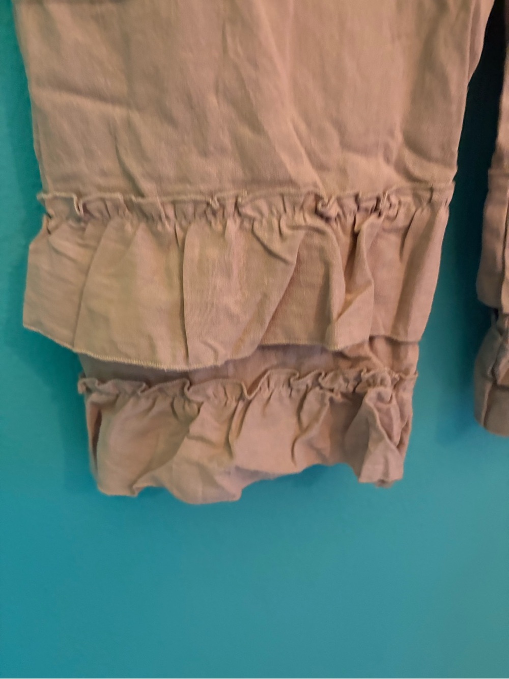 Khaki colored cotton linen ruffled pants NWOT - Picture 2 of 5